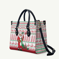 Italy Christmas Leather Bag with Pizza Chef Santa Leaning Tower Colosseum and Red Green Holiday Pattern Design - Wonder Print Shop
