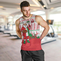 Italy Christmas Men Tank Top with Pizza Chef Santa Leaning Tower Colosseum and Red Green Holiday Pattern Design - Wonder Print Shop