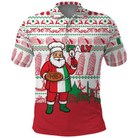 Italy Christmas Polo Shirt with Pizza Chef Santa Leaning Tower Colosseum and Red Green Holiday Pattern Design - Wonder Print Shop