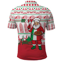 Italy Christmas Polo Shirt with Pizza Chef Santa Leaning Tower Colosseum and Red Green Holiday Pattern Design - Wonder Print Shop