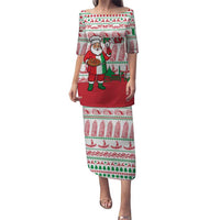 Italy Christmas Puletasi with Pizza Chef Santa Leaning Tower Colosseum and Red Green Holiday Pattern Design - Wonder Print Shop