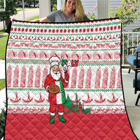 Italy Christmas Quilt with Pizza Chef Santa Leaning Tower Colosseum and Red Green Holiday Pattern Design - Wonder Print Shop