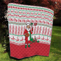 Italy Christmas Quilt with Pizza Chef Santa Leaning Tower Colosseum and Red Green Holiday Pattern Design - Wonder Print Shop