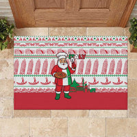 Italy Christmas Rubber Doormat with Pizza Chef Santa Leaning Tower Colosseum and Red Green Holiday Pattern Design - Wonder Print Shop