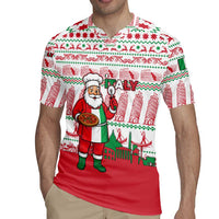 Italy Christmas Rugby Jersey with Pizza Chef Santa Leaning Tower Colosseum and Red Green Holiday Pattern Design - Wonder Print Shop
