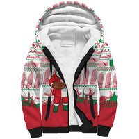 Italy Christmas Sherpa Hoodie with Pizza Chef Santa Leaning Tower Colosseum and Red Green Holiday Pattern Design - Wonder Print Shop
