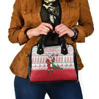 Italy Christmas Shoulder Handbag with Pizza Chef Santa Leaning Tower Colosseum and Red Green Holiday Pattern Design - Wonder Print Shop