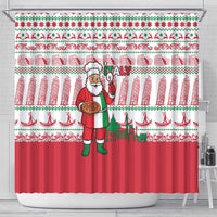 Italy Christmas Shower Curtain with Pizza Chef Santa Leaning Tower Colosseum and Red Green Holiday Pattern Design - Wonder Print Shop