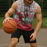 Italy Christmas Sleeveless Hoodie with Pizza Chef Santa Leaning Tower Colosseum and Red Green Holiday Pattern Design - Wonder Print Shop