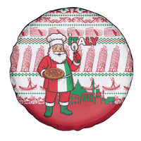 Italy Christmas Spare Tire Cover with Pizza Chef Santa Leaning Tower Colosseum and Red Green Holiday Pattern Design - Wonder Print Shop