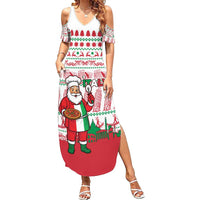 Italy Christmas Summer Maxi Dress with Pizza Chef Santa Leaning Tower Colosseum and Red Green Holiday Pattern Design - Wonder Print Shop