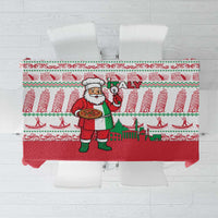 Italy Christmas Tablecloth with Pizza Chef Santa Leaning Tower Colosseum and Red Green Holiday Pattern Design - Wonder Print Shop