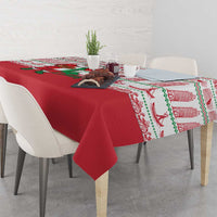 Italy Christmas Tablecloth with Pizza Chef Santa Leaning Tower Colosseum and Red Green Holiday Pattern Design - Wonder Print Shop