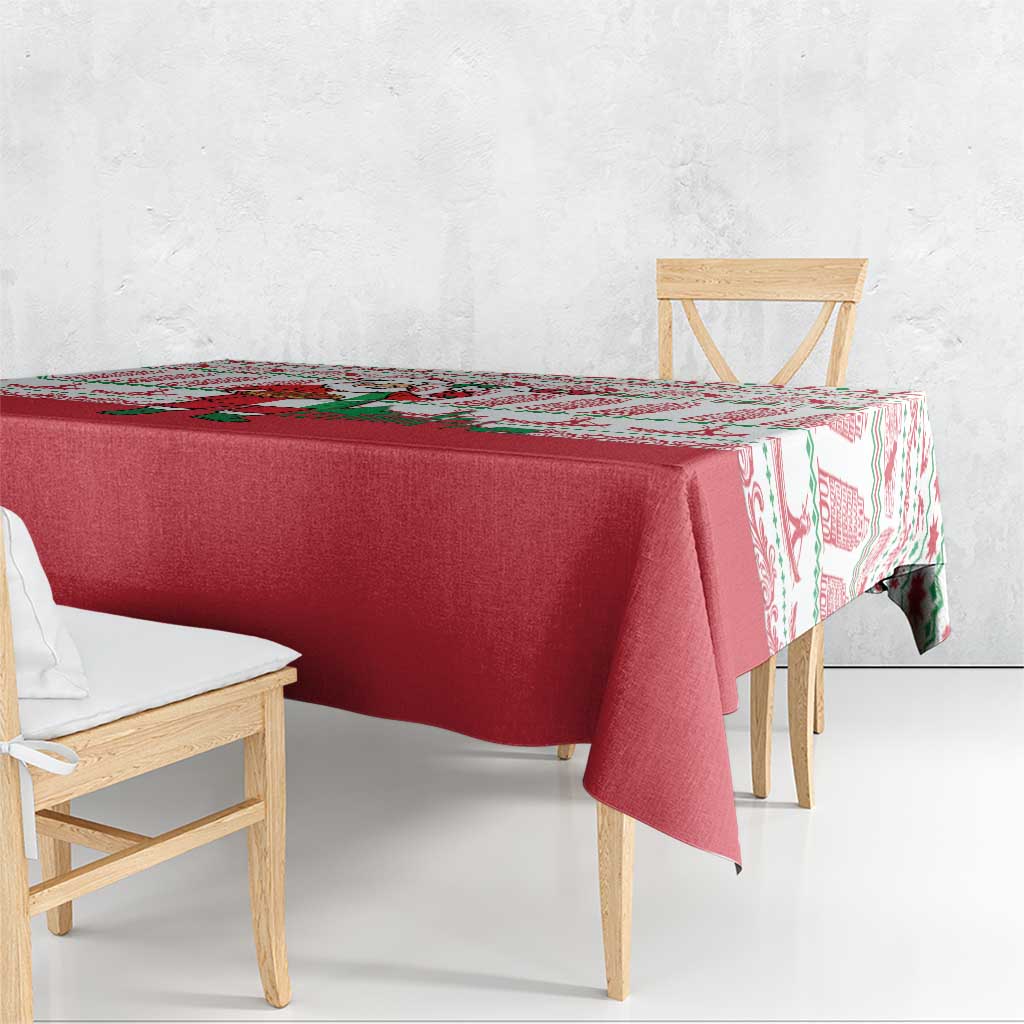 Italy Christmas Tablecloth with Pizza Chef Santa Leaning Tower Colosseum and Red Green Holiday Pattern Design - Wonder Print Shop