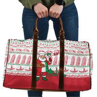 Italy Christmas Travel Bag with Pizza Chef Santa Leaning Tower Colosseum and Red Green Holiday Pattern Design - Wonder Print Shop