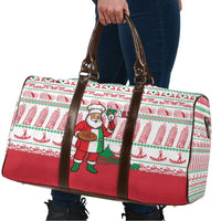Italy Christmas Travel Bag with Pizza Chef Santa Leaning Tower Colosseum and Red Green Holiday Pattern Design - Wonder Print Shop