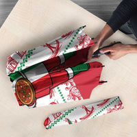 Italy Christmas Umbrella with Pizza Chef Santa Leaning Tower Colosseum and Red Green Holiday Pattern Design - Wonder Print Shop