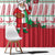 Italy Christmas Window Curtain with Pizza Chef Santa Leaning Tower Colosseum and Red Green Holiday Pattern Design - Wonder Print Shop