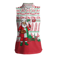 Italy Christmas Women Sleeveless Polo Shirt with Pizza Chef Santa Leaning Tower Colosseum and Red Green Holiday Pattern Design - Wonder Print Shop