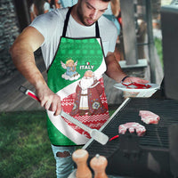 Italy Christmas Apron with Pizza Chef Santa Leaning Tower Colosseum and Red Green Holiday Pattern Design - Wonder Print Shop
