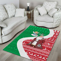 Italy Christmas Area Rug with Pizza Chef Santa Leaning Tower Colosseum and Red Green Holiday Pattern Design - Wonder Print Shop