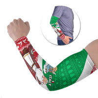 Italy Christmas Arm Sleeves with Pizza Chef Santa Leaning Tower Colosseum and Red Green Holiday Pattern Design - Wonder Print Shop