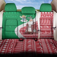 Italy Christmas Back Car Seat Cover with Pizza Chef Santa Leaning Tower Colosseum and Red Green Holiday Pattern Design - Wonder Print Shop