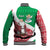 Italy Christmas Baseball Jacket with Pizza Chef Santa Leaning Tower Colosseum and Red Green Holiday Pattern Design - Wonder Print Shop