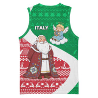 Italy Christmas Basketball Jersey with Pizza Chef Santa Leaning Tower Colosseum and Red Green Holiday Pattern Design - Wonder Print Shop