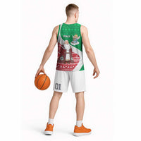 Italy Christmas Basketball Jersey with Pizza Chef Santa Leaning Tower Colosseum and Red Green Holiday Pattern Design - Wonder Print Shop