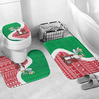 Italy Christmas Bathroom Set with Pizza Chef Santa Leaning Tower Colosseum and Red Green Holiday Pattern Design - Wonder Print Shop