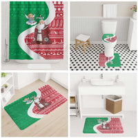 Italy Christmas Bathroom Set with Pizza Chef Santa Leaning Tower Colosseum and Red Green Holiday Pattern Design - Wonder Print Shop