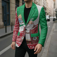 Italy Christmas Blazer with Pizza Chef Santa Leaning Tower Colosseum and Red Green Holiday Pattern Design - Wonder Print Shop