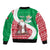 Italy Christmas Bomber Jacket with Pizza Chef Santa Leaning Tower Colosseum and Red Green Holiday Pattern Design - Wonder Print Shop