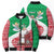 Italy Christmas Bomber Puffer Jacket with Pizza Chef Santa Leaning Tower Colosseum and Red Green Holiday Pattern Design - Wonder Print Shop