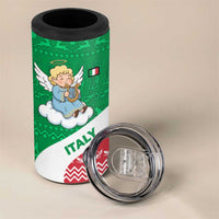Italy Christmas 4 in 1 Can Cooler Tumbler with Pizza Chef Santa Leaning Tower Colosseum and Red Green Holiday Pattern Design - Wonder Print Shop