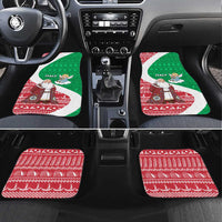 Italy Christmas Car Mats with Pizza Chef Santa Leaning Tower Colosseum and Red Green Holiday Pattern Design - Wonder Print Shop