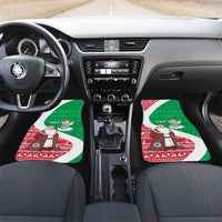 Italy Christmas Car Mats with Pizza Chef Santa Leaning Tower Colosseum and Red Green Holiday Pattern Design - Wonder Print Shop