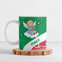 Italy Christmas Ceramic Mug with Pizza Chef Santa Leaning Tower Colosseum and Red Green Holiday Pattern Design - Wonder Print Shop
