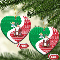 Italy Christmas Ceramic Ornament with Pizza Chef Santa Leaning Tower Colosseum and Red Green Holiday Pattern Design - Wonder Print Shop