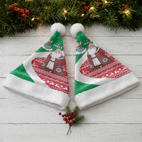 Italy Christmas Santa Hat with Pizza Chef Santa Leaning Tower Colosseum and Red Green Holiday Pattern Design - Wonder Print Shop