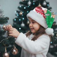 Italy Christmas Santa Hat with Pizza Chef Santa Leaning Tower Colosseum and Red Green Holiday Pattern Design - Wonder Print Shop