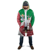 Italy Christmas Cloak with Pizza Chef Santa Leaning Tower Colosseum and Red Green Holiday Pattern Design - Wonder Print Shop