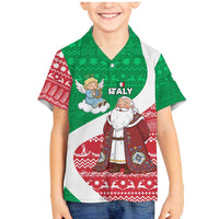 Italy Christmas Family Matching Mermaid Dress and Hawaiian Shirt with Pizza Chef Santa Leaning Tower Colosseum and Red Green Holiday Pattern Design - Wonder Print Shop