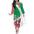 Italy Christmas Family Matching Off The Shoulder Long Sleeve Dress and Hawaiian Shirt with Pizza Chef Santa Leaning Tower Colosseum and Red Green Holiday Pattern Design - Wonder Print Shop