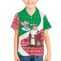 Italy Christmas Family Matching Off Shoulder Maxi Dress and Hawaiian Shirt with Pizza Chef Santa Leaning Tower Colosseum and Red Green Holiday Pattern Design - Wonder Print Shop