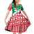 Italy Christmas Family Matching Off Shoulder Short Dress and Hawaiian Shirt with Pizza Chef Santa Leaning Tower Colosseum and Red Green Holiday Pattern Design - Wonder Print Shop