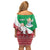 Italy Christmas Family Matching Off Shoulder Short Dress and Hawaiian Shirt with Pizza Chef Santa Leaning Tower Colosseum and Red Green Holiday Pattern Design - Wonder Print Shop