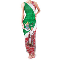 Italy Christmas Family Matching Tank Maxi Dress and Hawaiian Shirt with Pizza Chef Santa Leaning Tower Colosseum and Red Green Holiday Pattern Design - Wonder Print Shop
