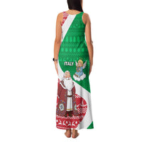 Italy Christmas Family Matching Tank Maxi Dress and Hawaiian Shirt with Pizza Chef Santa Leaning Tower Colosseum and Red Green Holiday Pattern Design - Wonder Print Shop